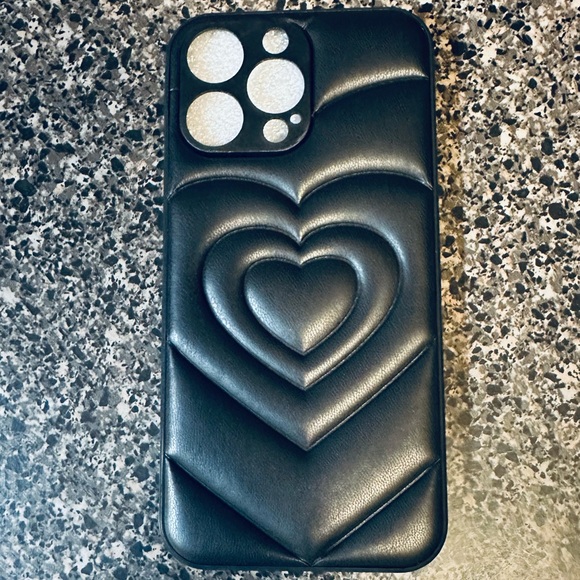 Other - Black Heart Pattern Phone Case for iPhone 14 Pro Max